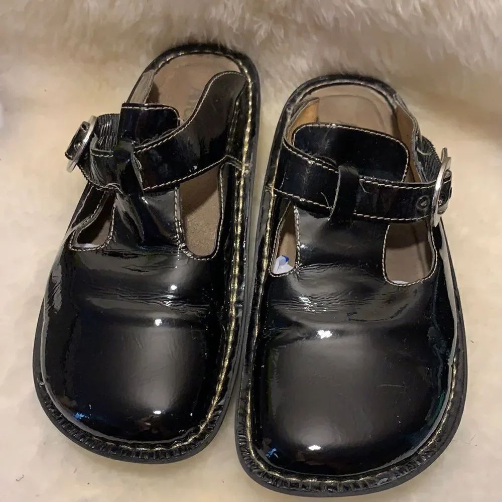 Alegria black patent leather slip on shoes 36